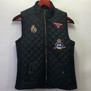 Available Angela Fashion Vest Patches Black Biker Puffer Moto Zipper Punk Patch